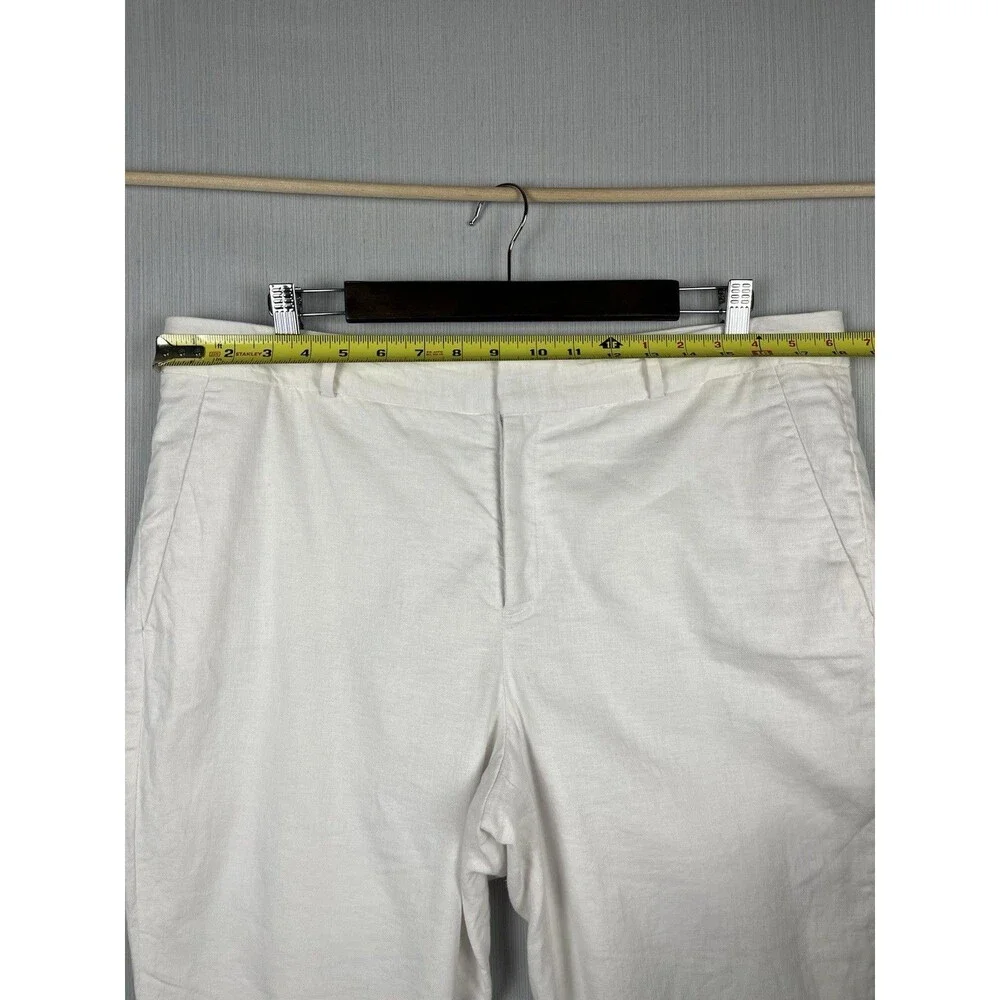 Avery White Linen Ankle Trouser Banana Republic Factory Sz 14 EUC Capsule Resort